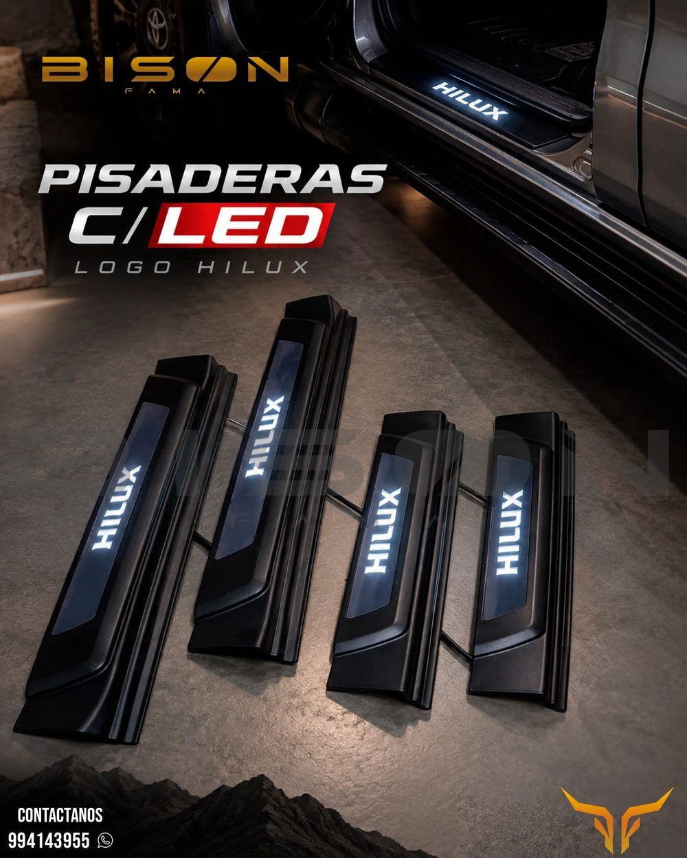 Pisaderas con LED y logo Hilux iluminado